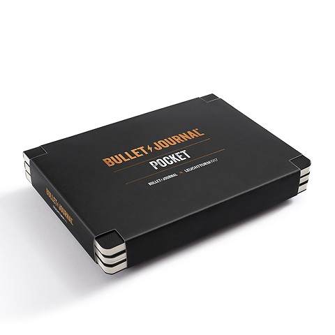 Bullet Journal Pocket, 46 nummerierte Doppelseiten, Dotted, Schwarz, 3er Pack
