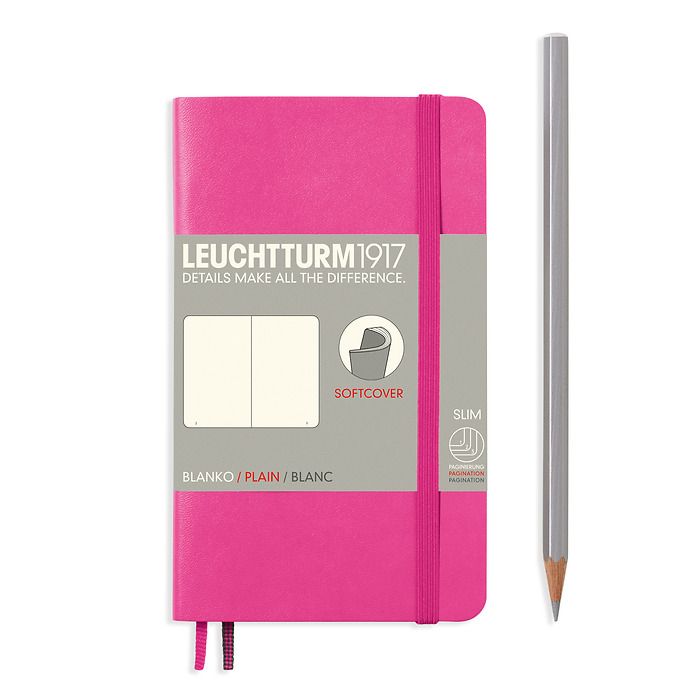 Notizbuch Pocket (A6), Softcover, 123 nummerierte Seiten, New Pink, Blanko