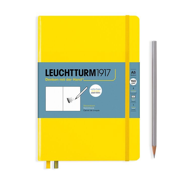 Skizzenbuch Medium (A5), Hardcover, 112 Seiten (150 g/qm), blanko, Zitrone