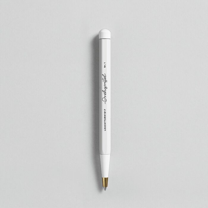 Drehgriffel Nr. 1, Weiß - Gelstift mit schwarzer Tinte