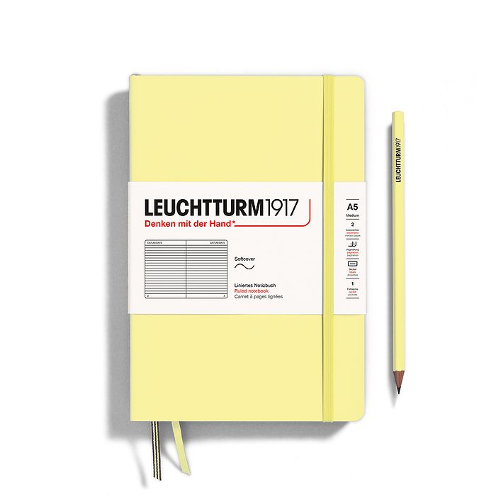 Notizbuch Medium (A5), Softcover, 123 nummerierte Seiten, Vanilla, liniert