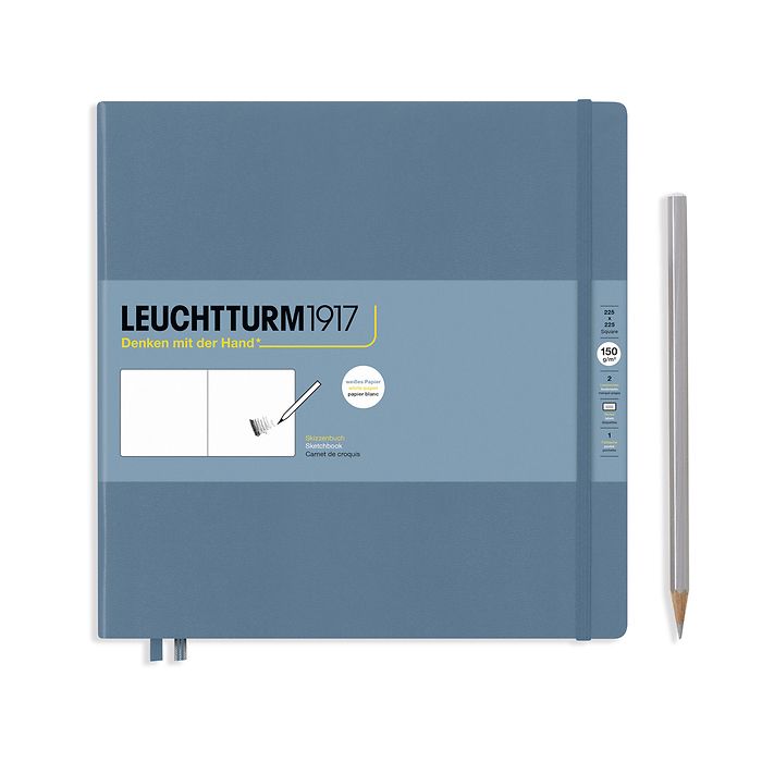 Skizzenbuch Quadrat (225 x 225 mm), Hardcover, 112 S. (150 g/sqm), blanko, Stone Blue