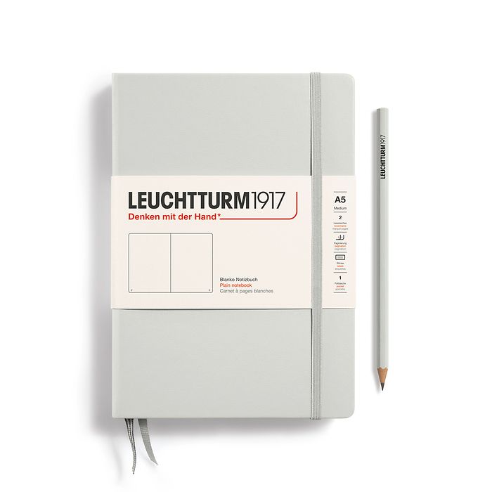 Notizbuch Medium (A5), Hardcover, 251 nummerierte Seiten, Light Grey, blanko