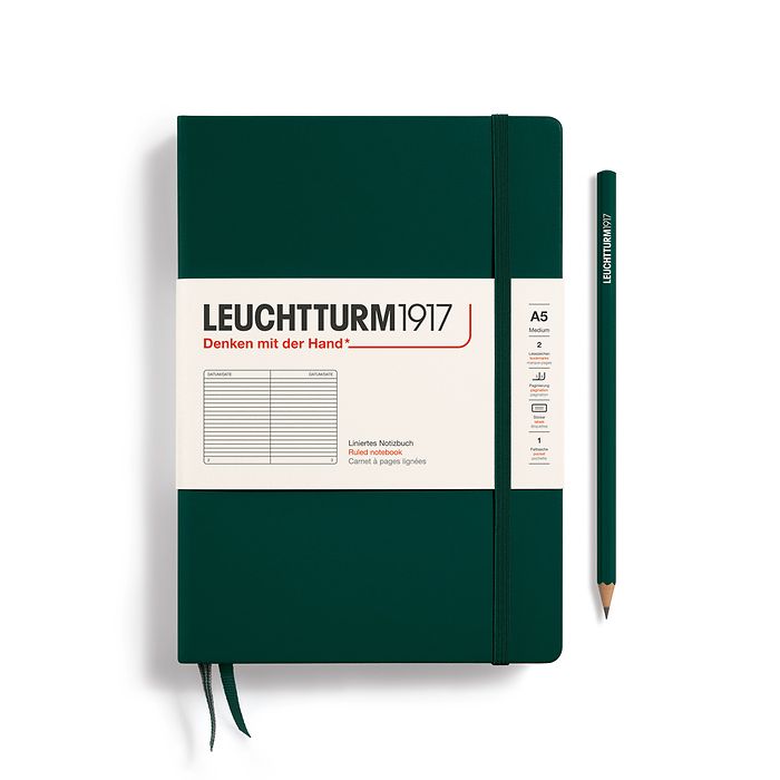 Notizbuch Medium (A5), Hardcover, 251 nummerierte Seiten, Forest Green, liniert