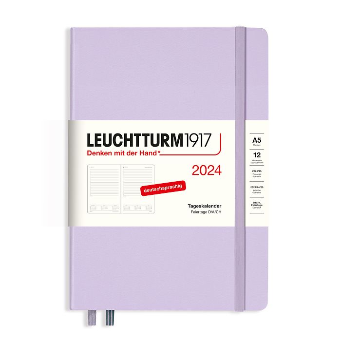 Tageskalender Medium (A5) 2024, Lilac, Deutsch