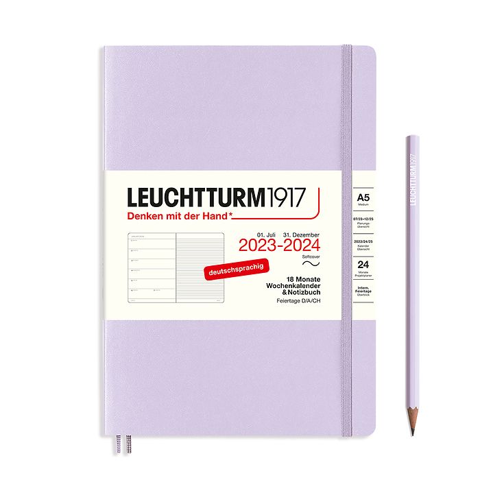 Wochenk. & Notizbuch Medium (A5) 2024, 18 Monate, Softcover, Lilac, Deutsch