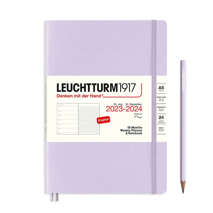 Wochenk. & Notizbuch Medium (A5) 2024, 18 Monate, Softcover, Lilac, Englisch