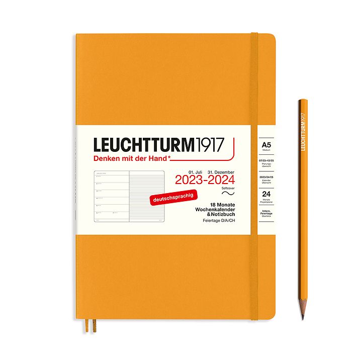Wochenk. & Notizbuch Medium (A5) 2024, 18 Monate, Softcover, Rising Sun, Deutsch