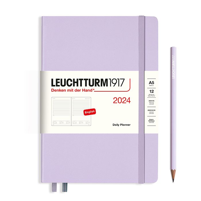 Tageskalender Medium (A5) 2024, Lilac, Englisch