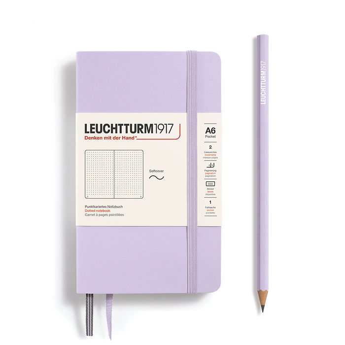 Notizbuch Pocket (A6), Softcover, 123 nummerierte Seiten, Lilac, Dotted