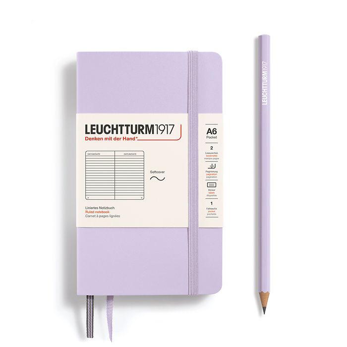Notizbuch Pocket (A6), Softcover, 123 nummerierte Seiten, Lilac, Liniert