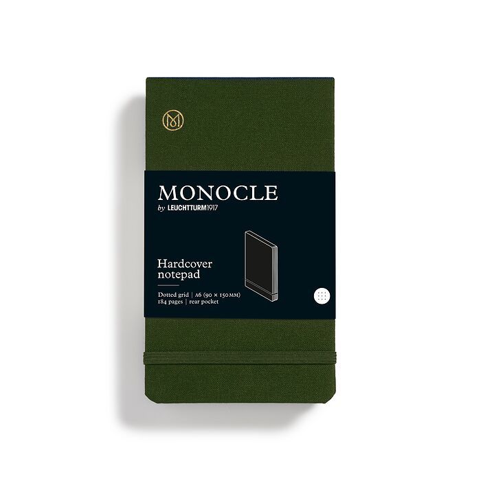 Notizblock Pocket (A6) Monocle, Hardcover, 184 nummerierte Seiten, Olive, Dotted