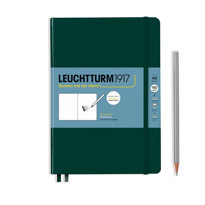 Skizzenbuch Medium (A5), Hardcover, 112 Seiten (150 g/qm), blanko, Forest Green