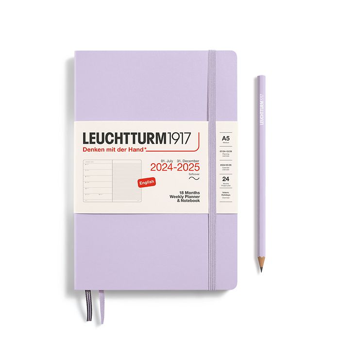 Wochenk. & Notizbuch Medium (A5) 2025, 18 Monate, Softcover, Lilac, Englisch